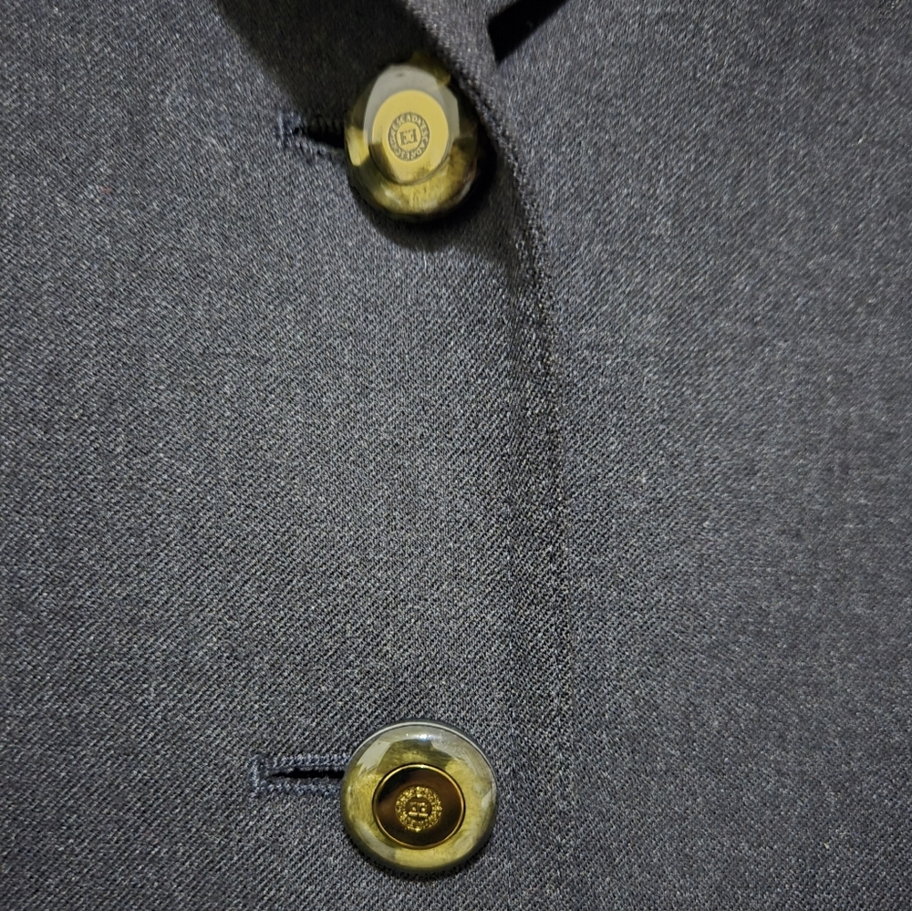 Escada Margaretha Ley Charcoal Grey Wool Blend Blazer Jacket Gold Buttons Sz 38 - Picture 5 of 16